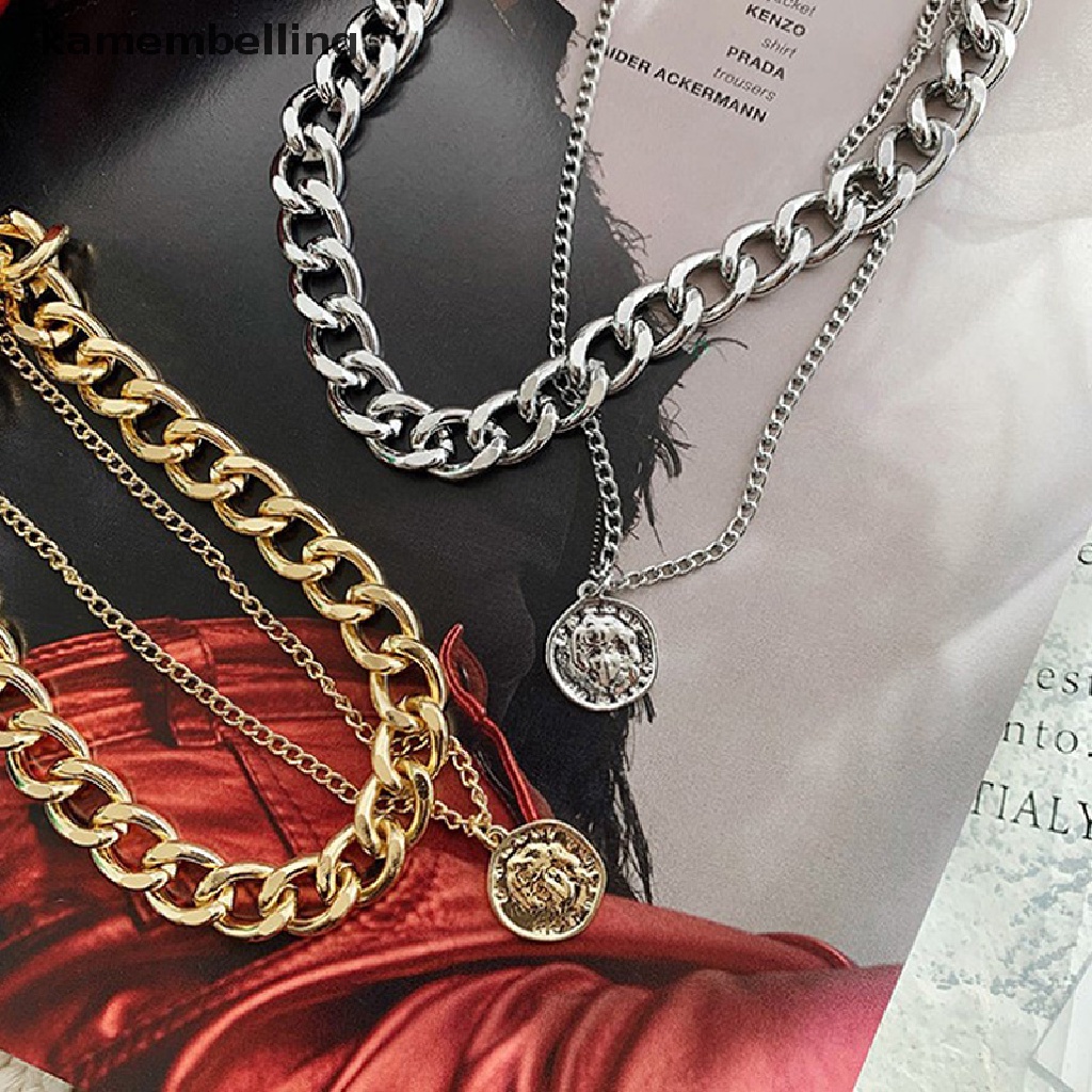 1 Vòng Cổ Choker Nhiều Lớp Mặt Đồng Xu Cổ Điển Màu Sắc Vàng Bạc Cho Nữ