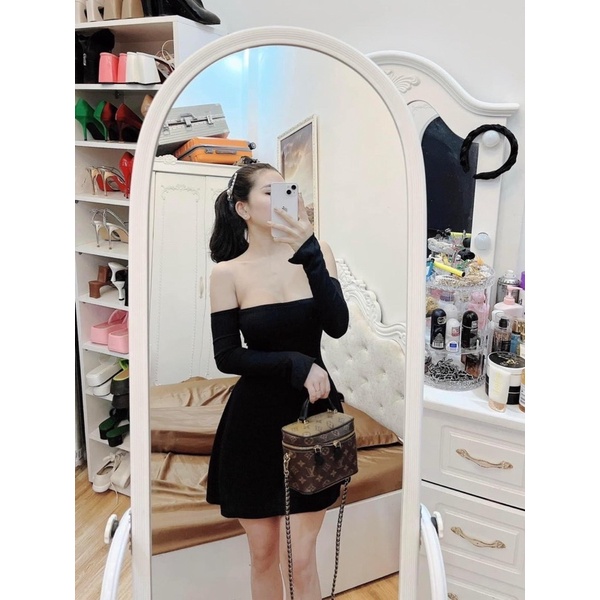 Đầm trễ vai kèm quần thun gân EDNA OOTD