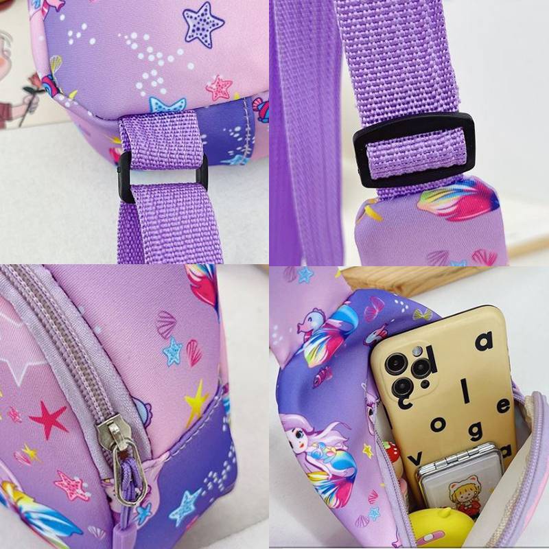 Túi Đeo Chéo Ngực Vải canvas In Hình Hoạt Hình Dễ Thương Cho Bé