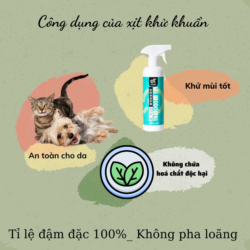 Xịt khử mùi hôi dành cho chó mèo PET DEODORANT YEUPET khử mùi 24h khử trùng 99% - 500ml