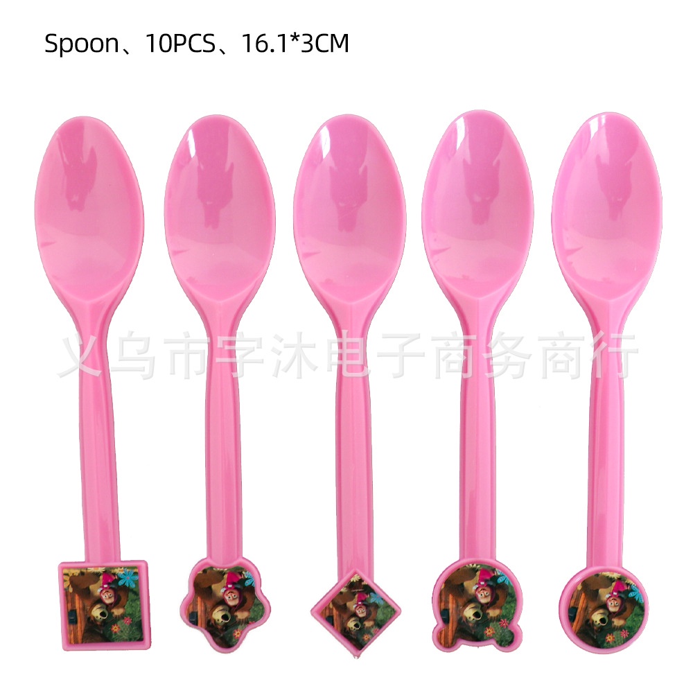 Set Khăn Trải Bàn Dùng Một Lần In Hình Gấu Masha Dễ Thương Dùng Trang Trí Tiệc Sinh Nhật