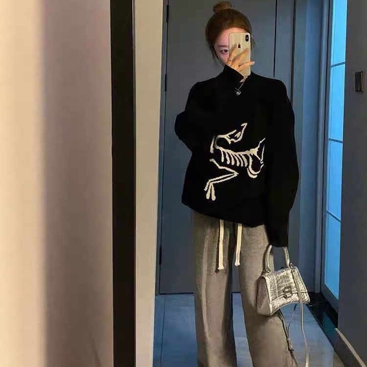 Áo Sweater Dệt Kim Màu Đen Phong Cách Retro Nhật Bản Cao Cấp Mùa Thu Đông Hàng Mới Bán Chạy Granny Fufu 'S Tren