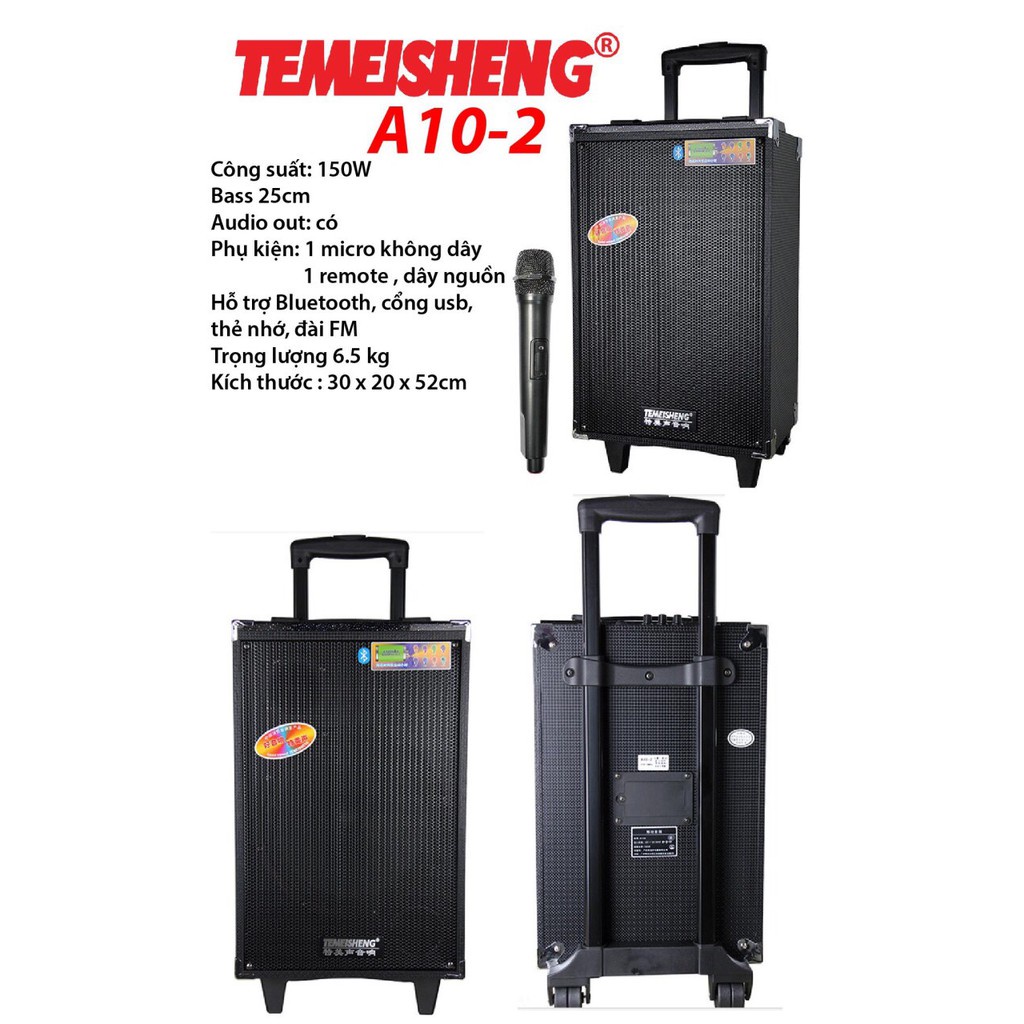 Loa karaoke mini TEMEISHENG A10-2 Loa thùng gỗ âm thanh chất lượng + Tặng kèm 1 micro không dây