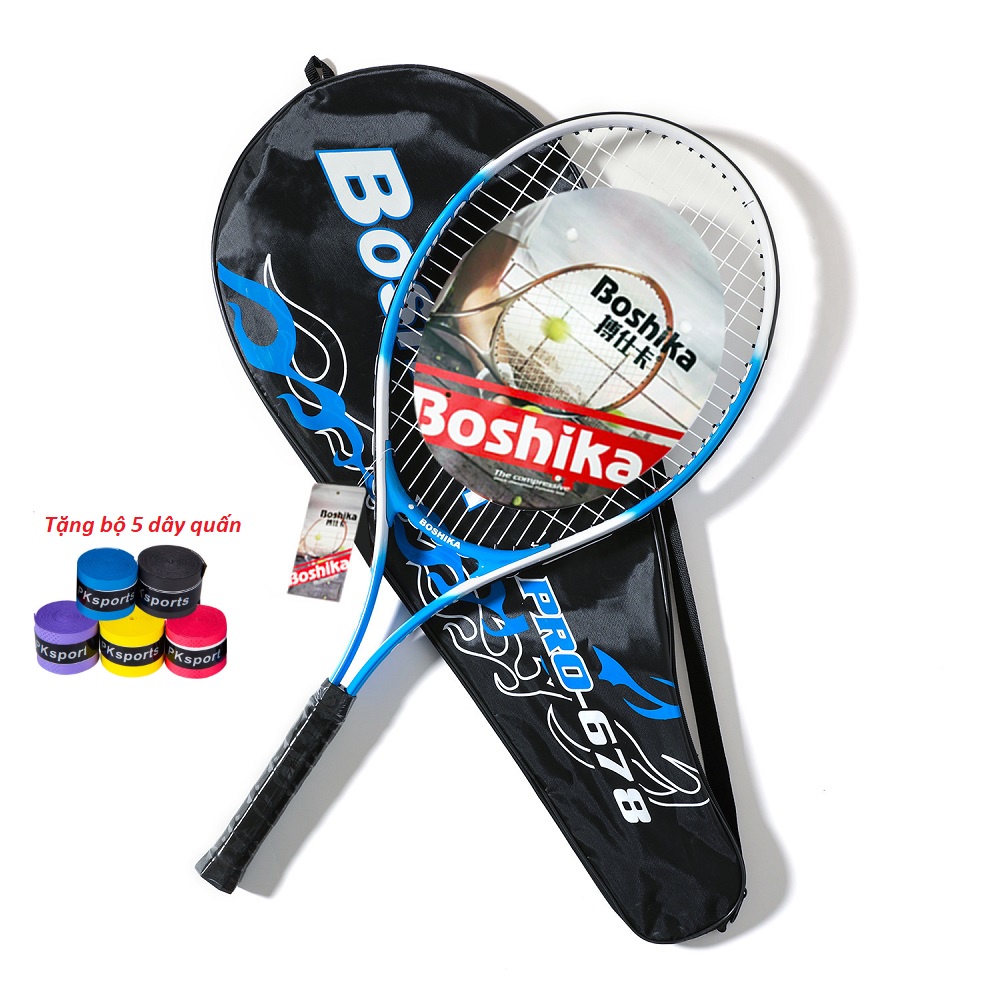 Vợt Tennis BOSHIKA chất lượng cao tặng 2 dây quấn vợt, túi đựng, vợt t