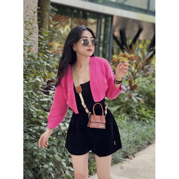 Áo khoác len cadigan dáng lửng croptop tay bo AK1056 - NhiNhi Shop