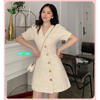 Sofia💚---Váy Tweed Dạ Dệt Kim Cổ chữ V Quảng Châu Cao Cấp