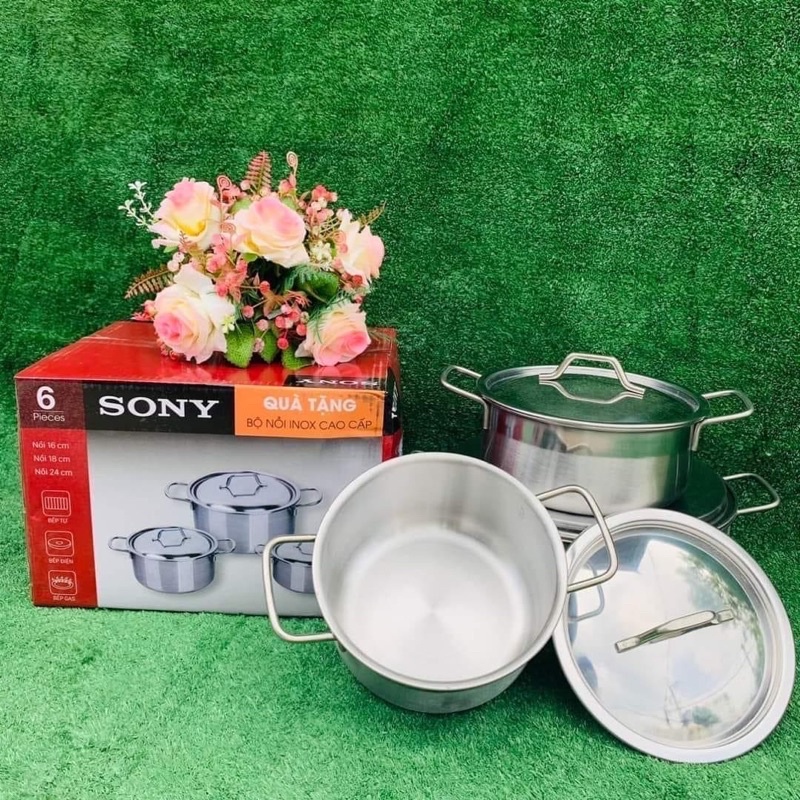 BỘ 3 NỒI INOX SONY xài cho mọi loại bếp