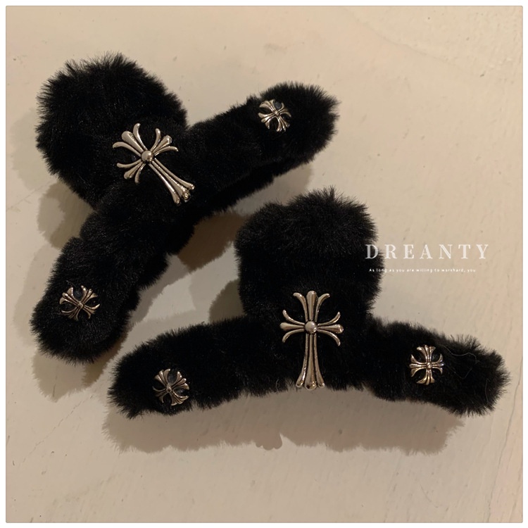 Kẹp Tóc Lông Nhung Đan Chéo Lưng Độc Đáo Thời Trang Thu Đông Hàn Quốc