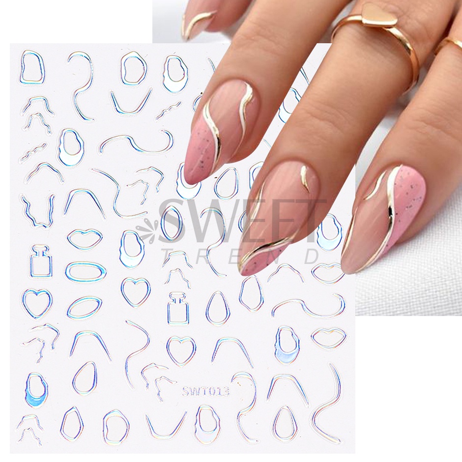 Miếng dán trang trí móng tay 3D STZPRONAIL bằng kim loại mạ vàng họa tiết đá cẩm thạch thiết kế thời trang