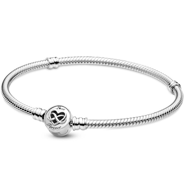 Pandora Vòng Tay Mạ Bạc 925 Đính Hạt Hình Hoa Tuyết Khóa Cài Vô Cực Thời Trang Cho Nữ