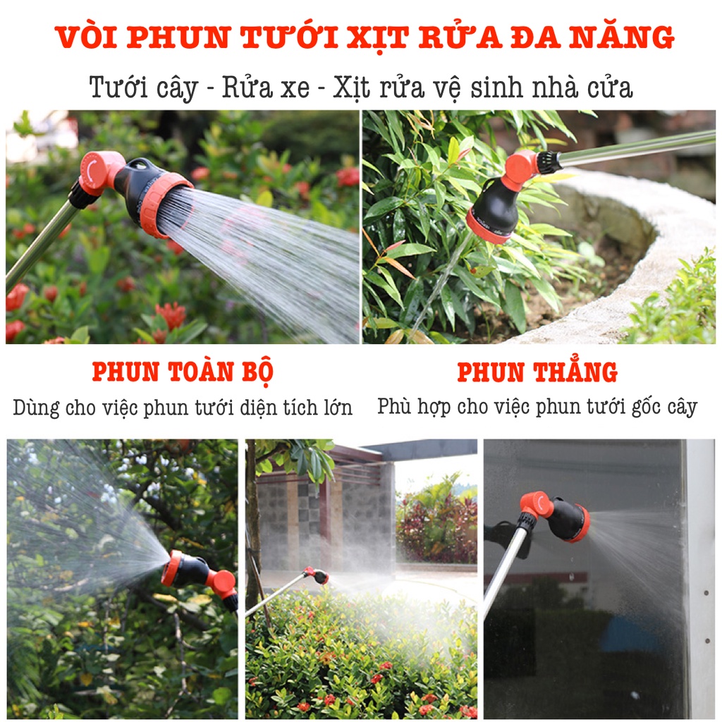 Vòi tưới cây đa năng LionKing KN241 - Vòi phun cần dài 86cm có 8 kiểu phun