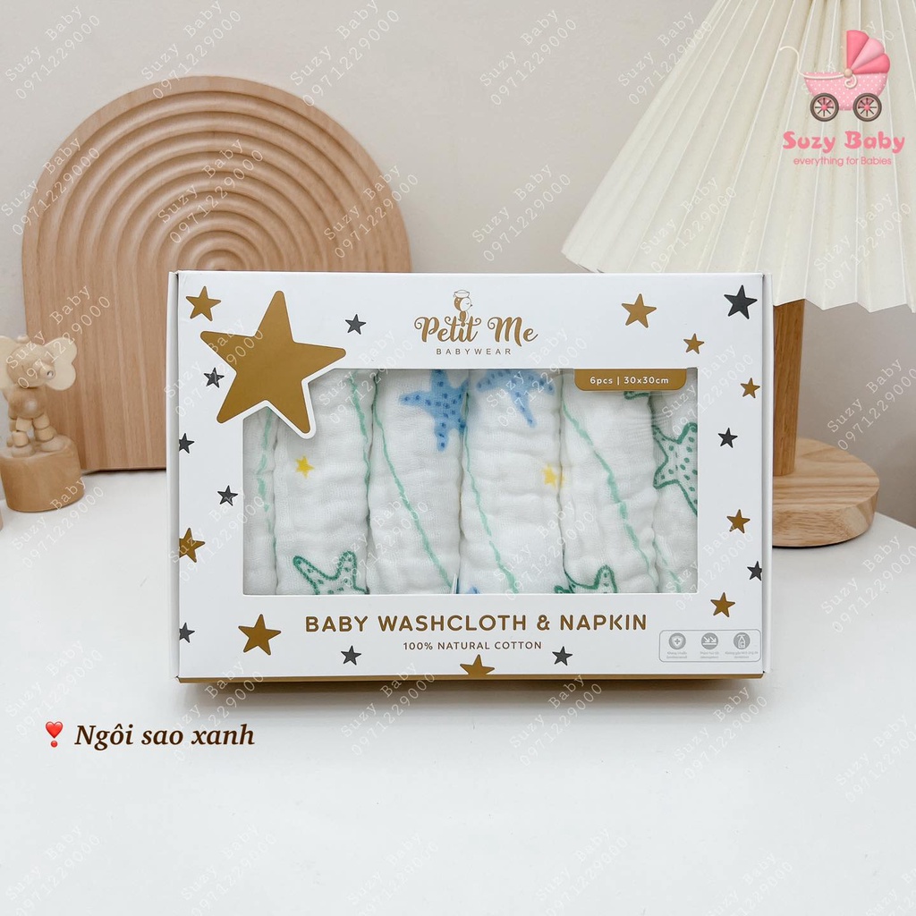 Khăn Sữa Cho Bé/ Khăn Sữa Petitme Cho Bé 100% Sợi Bông Cotton, Kháng Khuẩn Và Thấm Hút Tốt