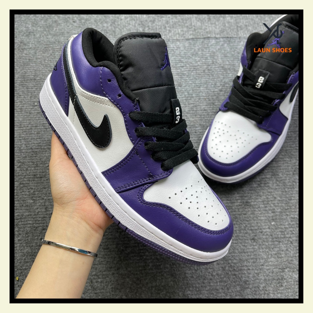 Giày Jordan cổ thấp, giày jd 1 Low Tím bản Cao Cấp full phụ kiện