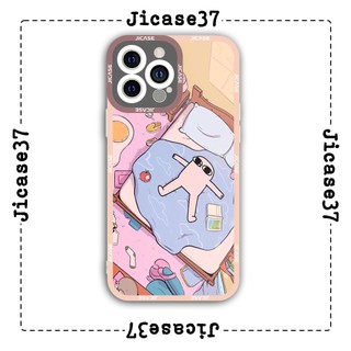 Ốp lưng iphone và samsung xiaomi oppo cạnh vuông Jicase trên giường chill