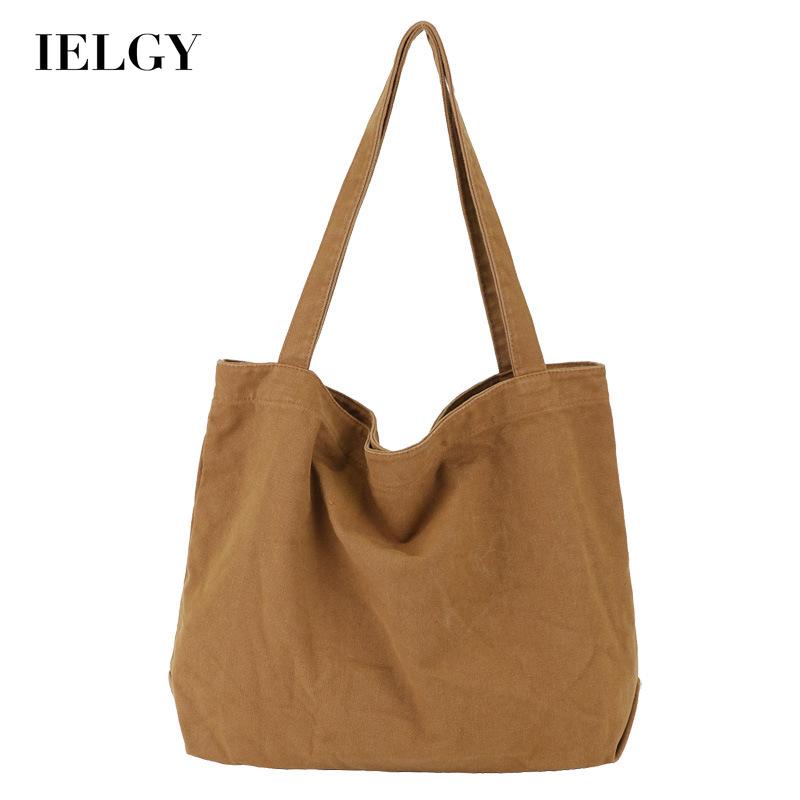 Túi Xách Đeo Vai Vải Bạt Cỡ Lớn Màu Trơn Đơn Giản Cho Nữ