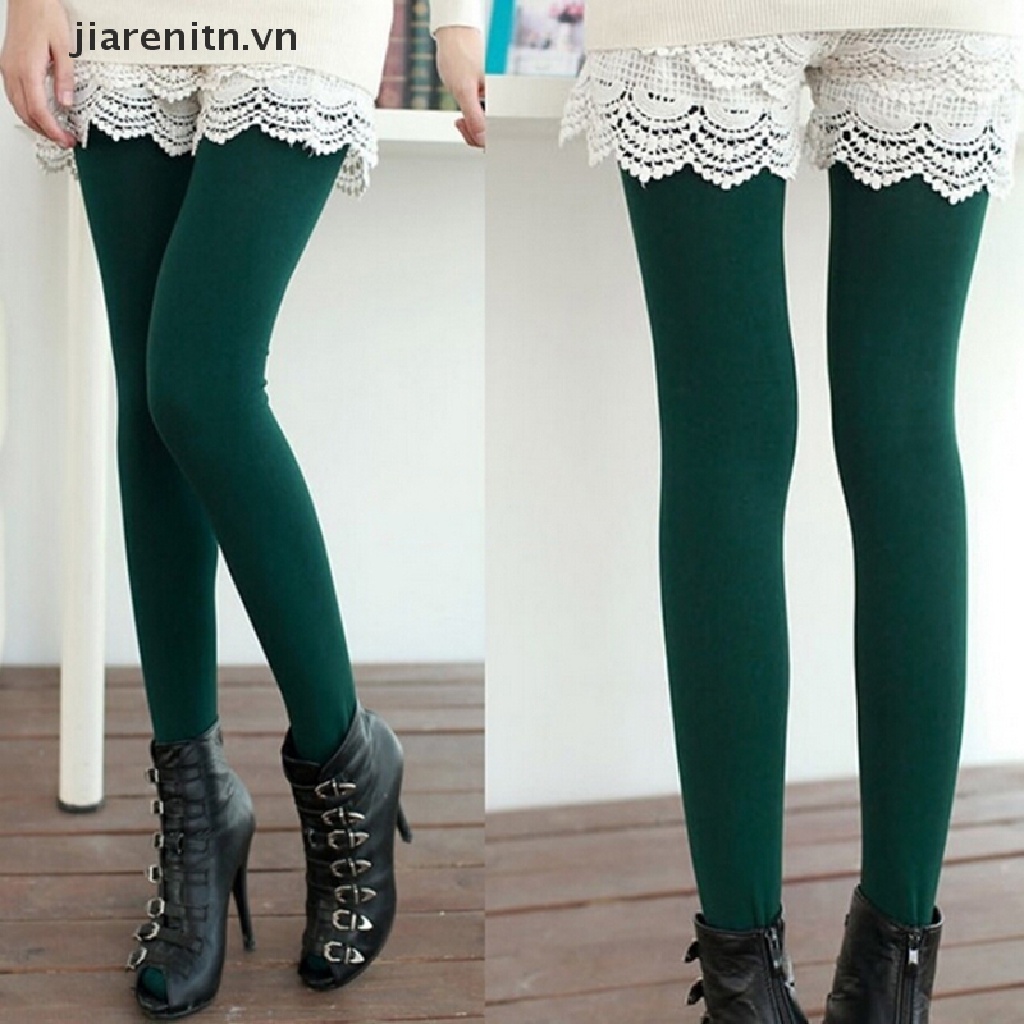 Jiarenitn Quần Legging Dày Giữ Ấm Mùa Đông Lót Lông Cừu Co Giãn 6 Màu Thời Trang vn