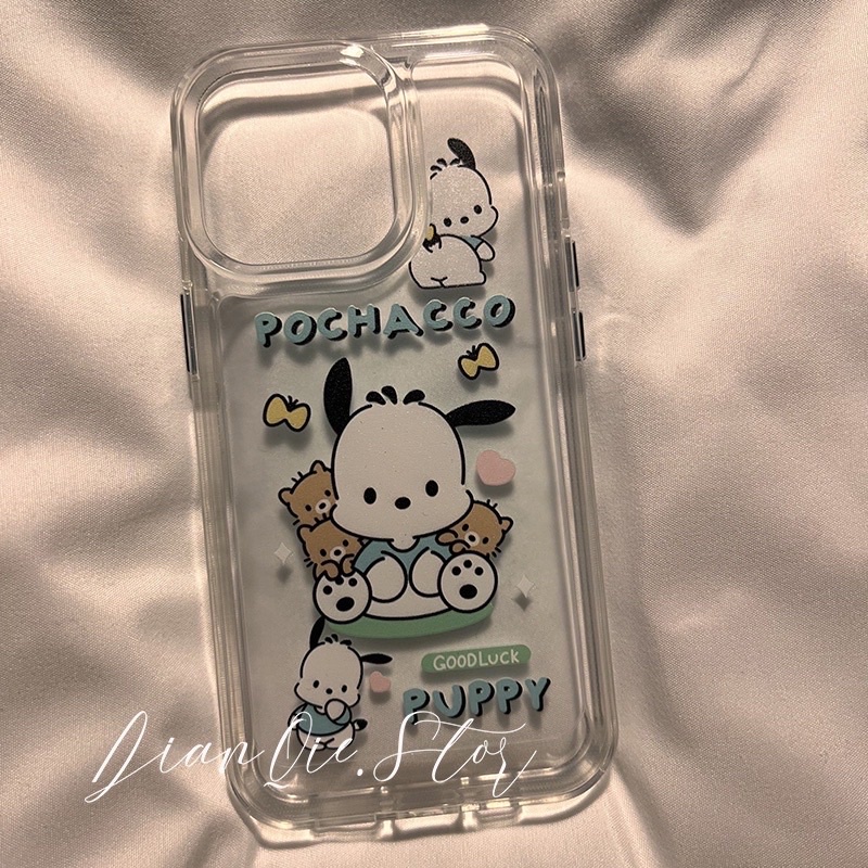 Ốp lưng iphone trong viền dày chó pochacco puppy 7plus/8/8plus/x/xr/xs/11/12/13/pro/max/plus/promax
