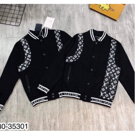 Áo Khoác Bomber,Áo Bomber Lv Phối Da Cao Cấp Chất Nỉ Bông Dày Dặn