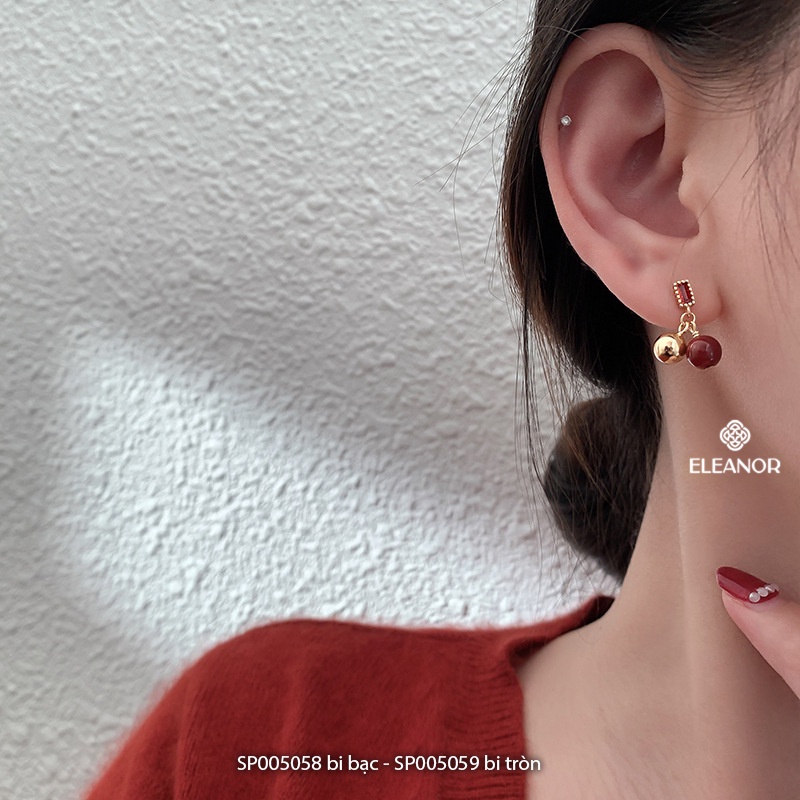 Bông tai nữ chuôi bạc 925 Eleanor Accessories đính đá bi tròn phụ kiện trang sức 5058
