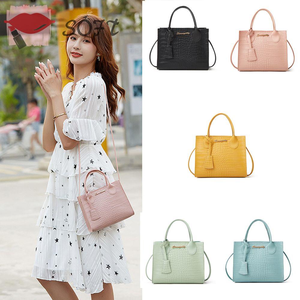 Túi đeo chéo vân da cá sấu màu kẹo phong cách Hàn Quốc thời trang cho nữ