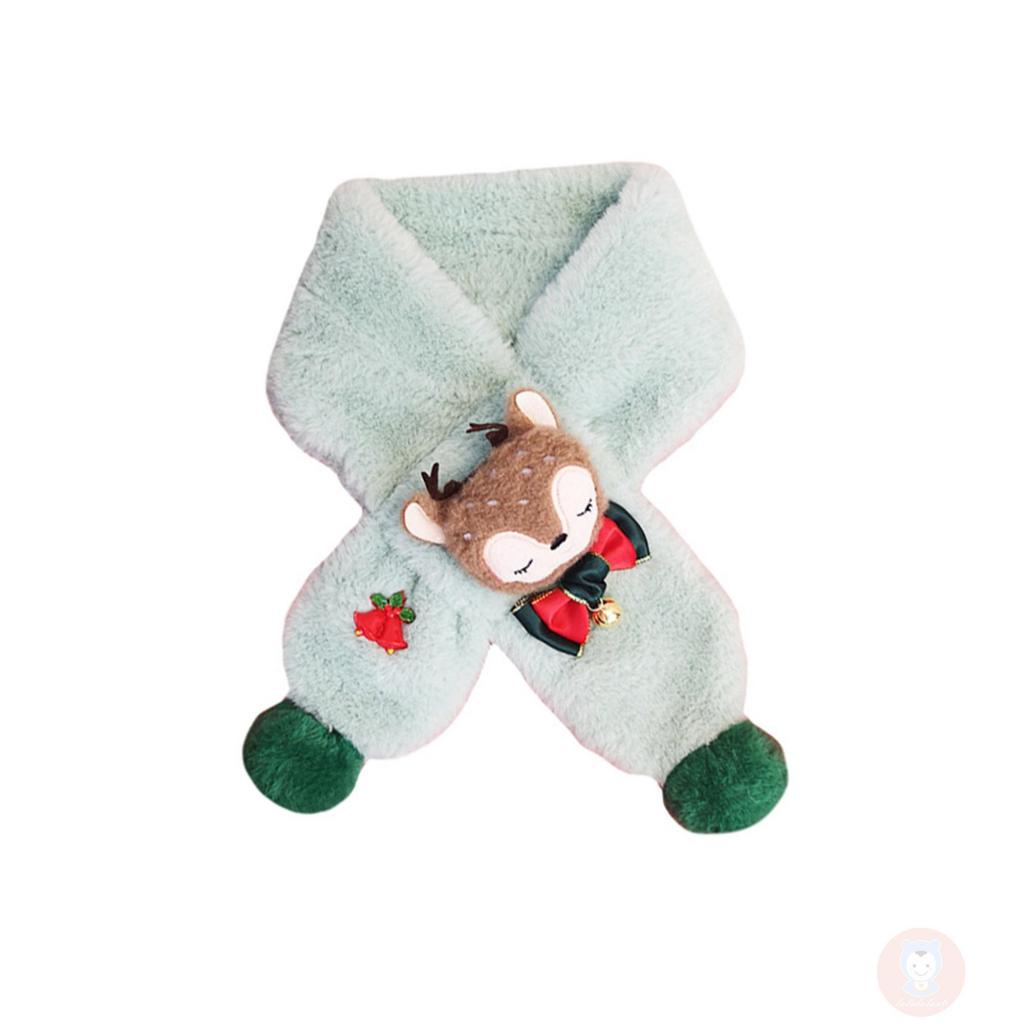 Khăn Choàng Cổ Phủ Lông Giữ Ấm Họa Tiết Hoạt Hình Tuần Lộc LAA6-Kid Dành Cho Bé Trai Bé Gái