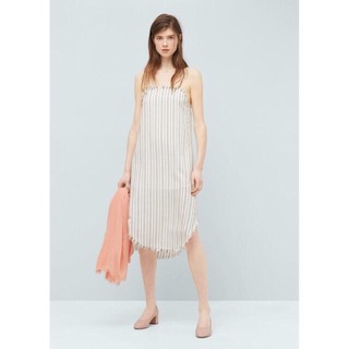 Thanh lý váy Mango hai dây kẻ sọc xẻ tà đẹp size XS hợp đi biển, đi chơi