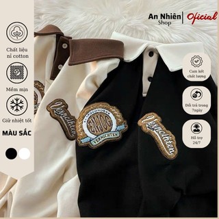 Áo nỉ sweater cổ polo nam nữ Unisex dài tay form rộng phong cách GenZ