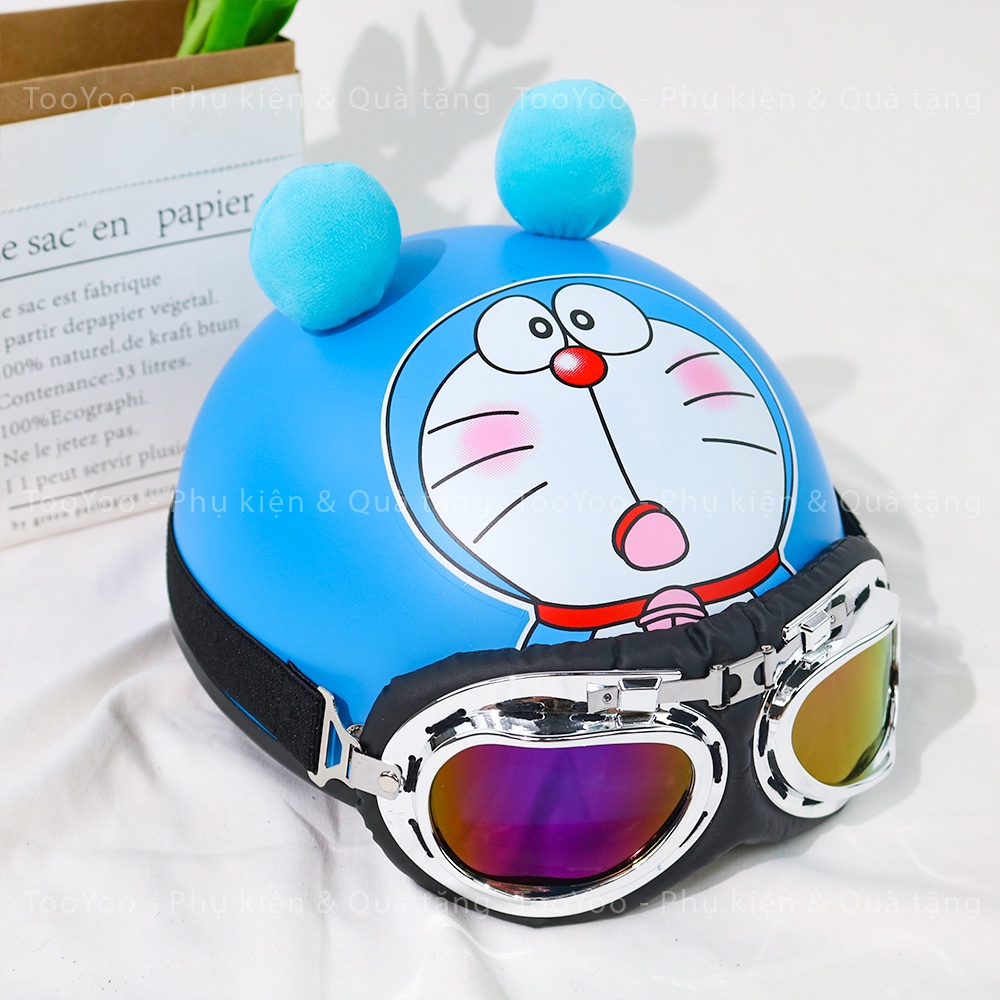 Mũ bảo hiểm nửa đầu DORAEMON, PIKACHU, GẤU NÂU có tai dễ thương cute TooYoo TY0118