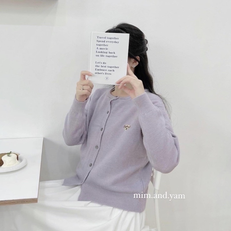 Áo cardigan thêu gấu