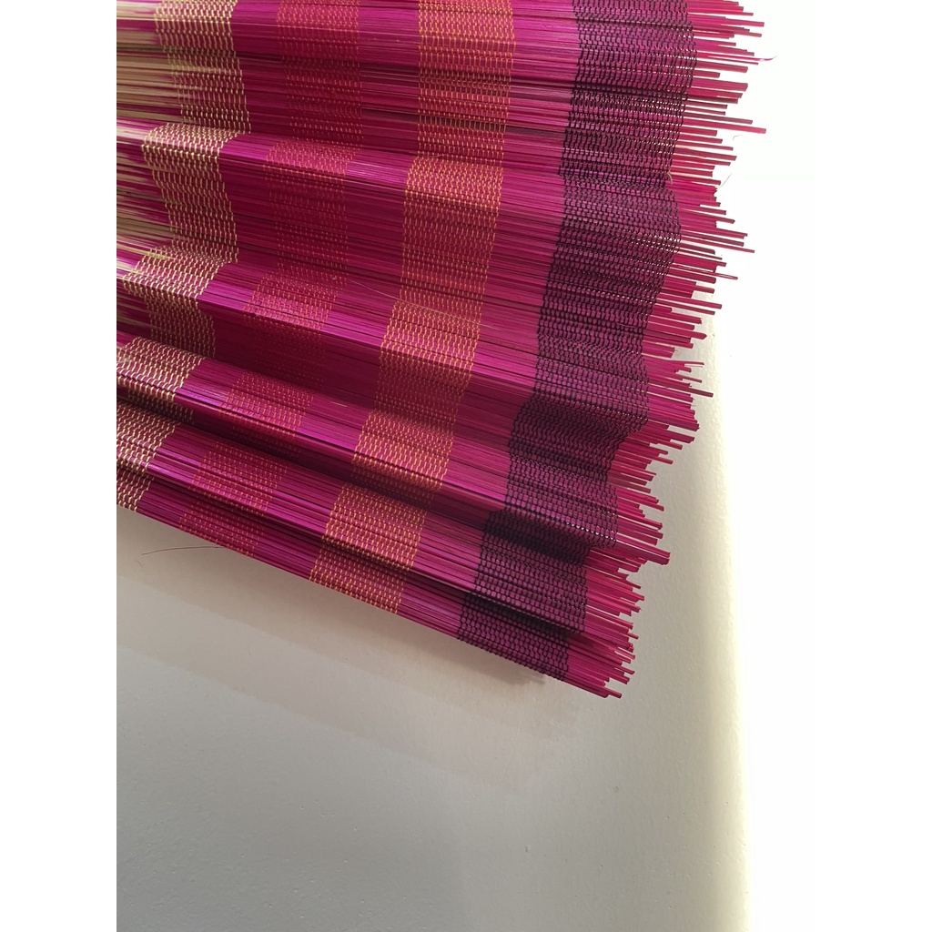 Quạt mành tre treo tường trang trí, quạt decor màu nhúng đỏ 2 đầu size,60cm, 80cm 100cm