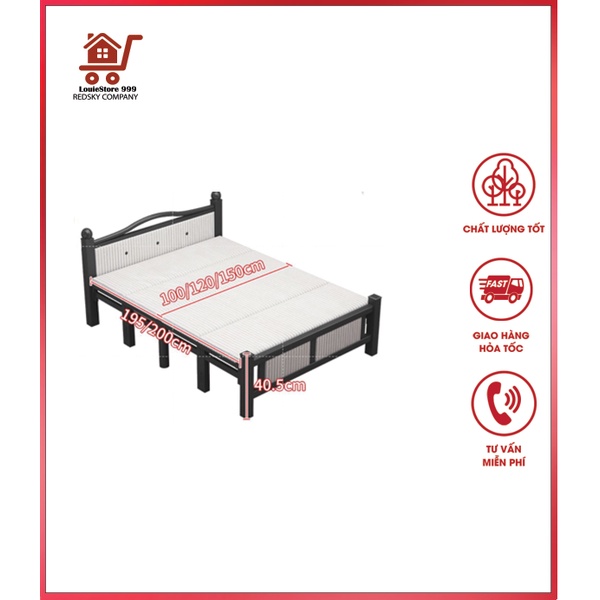 Giường ngủ xếp gọn khung sắt Grace sang trọng size 100