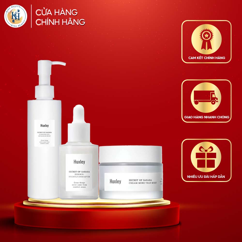 Bộ 3 Sản Phẩm Làm Sạch, Dưỡng Sáng Huxley (SRM Be Moist 200ml + SR Brightly Ever After 30ml + Kem More Than Moist 50ml)
