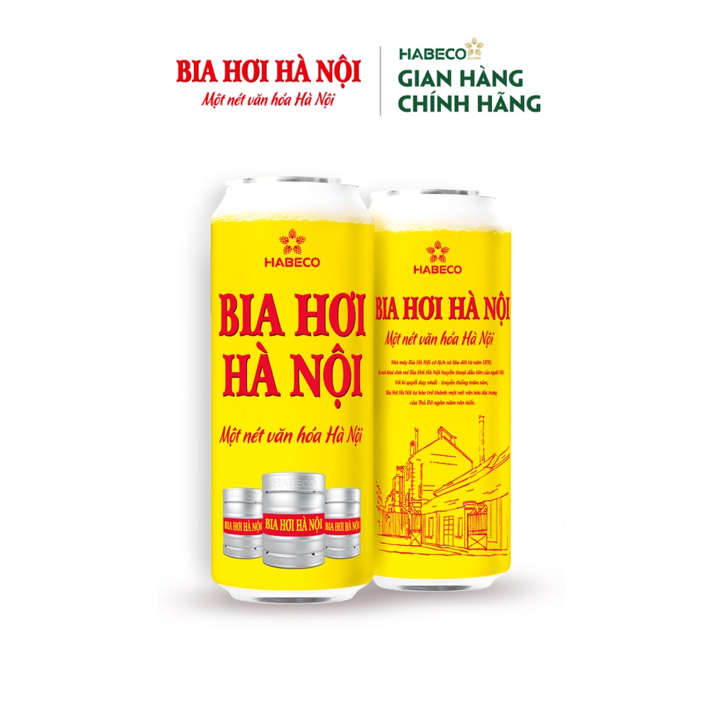 Thùng 24 lon Bia Hơi Hà Nội - HABECO (500ml/lon)