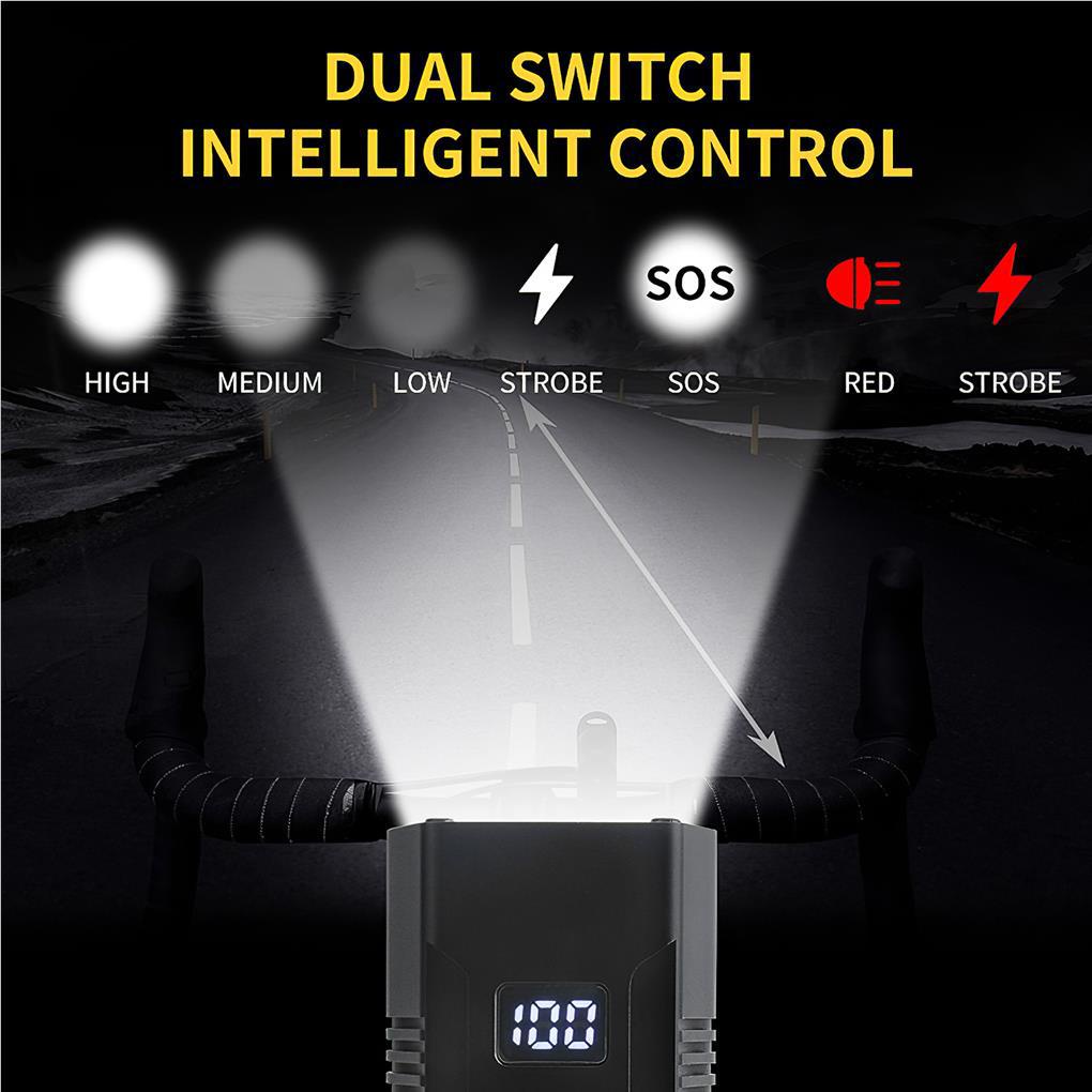 Đèn Pha Xe Đạp Leo Núi Bằng Hợp Kim Nhôm Hiển Thị Kỹ Thuật Số 7500K IP65 Chống Thấm Nước