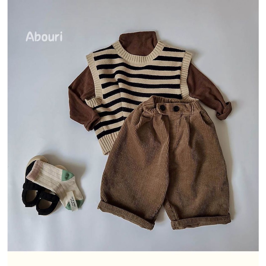 Áo Len Không Tay Cổ Tròn Họa Tiết Kẻ Sọc Phong Cách Hàn Quốc Thời Trang Mùa Thu 2022 Dành Cho Bé Trai Và Bé Gái