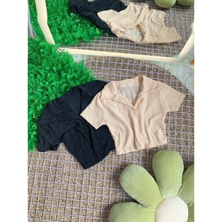 Áo croptop cổ bẻ chất xốp mềm mịn