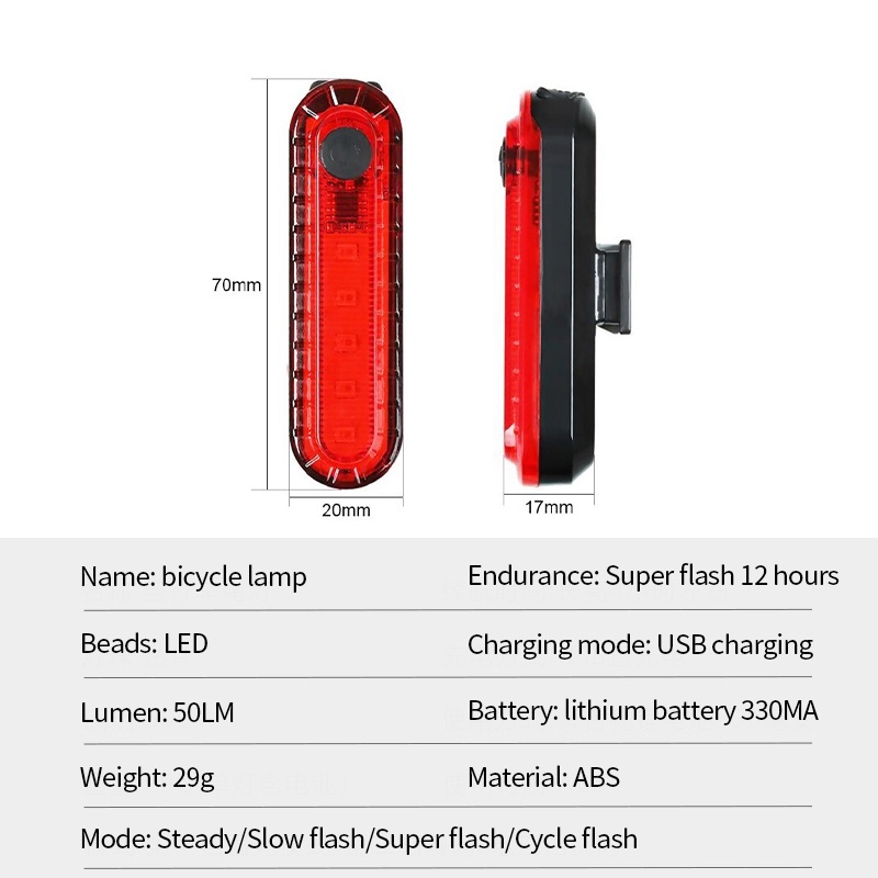 Đèn LED Sạc USB Gắn Đuôi Xe Đạp Chống Nước