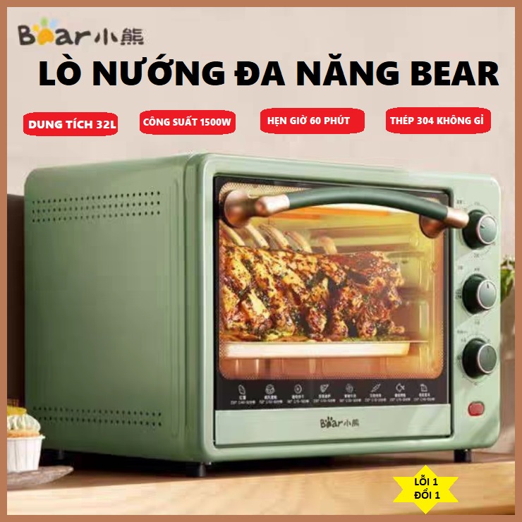 Lò Nướng Đa Năng Bear 2 tầng, 3 chế độ, công suất 1500W , thiết kế an toàn, tiện lợi, nhiều chức năng