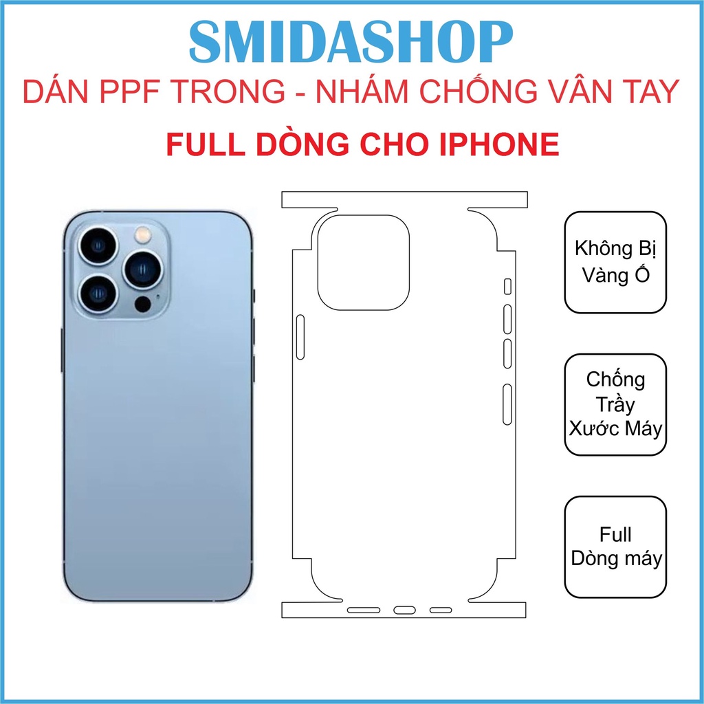 Dán PPF Iphone bóng và nhám chống vân tay 5/5s tới 14promax full lưng viền