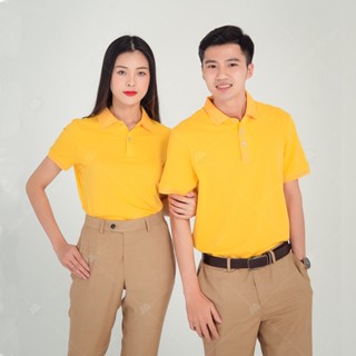 AT 9 Áo Thun Polo Có Cổ Form Rộng - Nam Nữ Mang Cặp Cực Đẹp Màu Vàng Thun Cotton Mềm Mát | Áo Phông Có Cổ