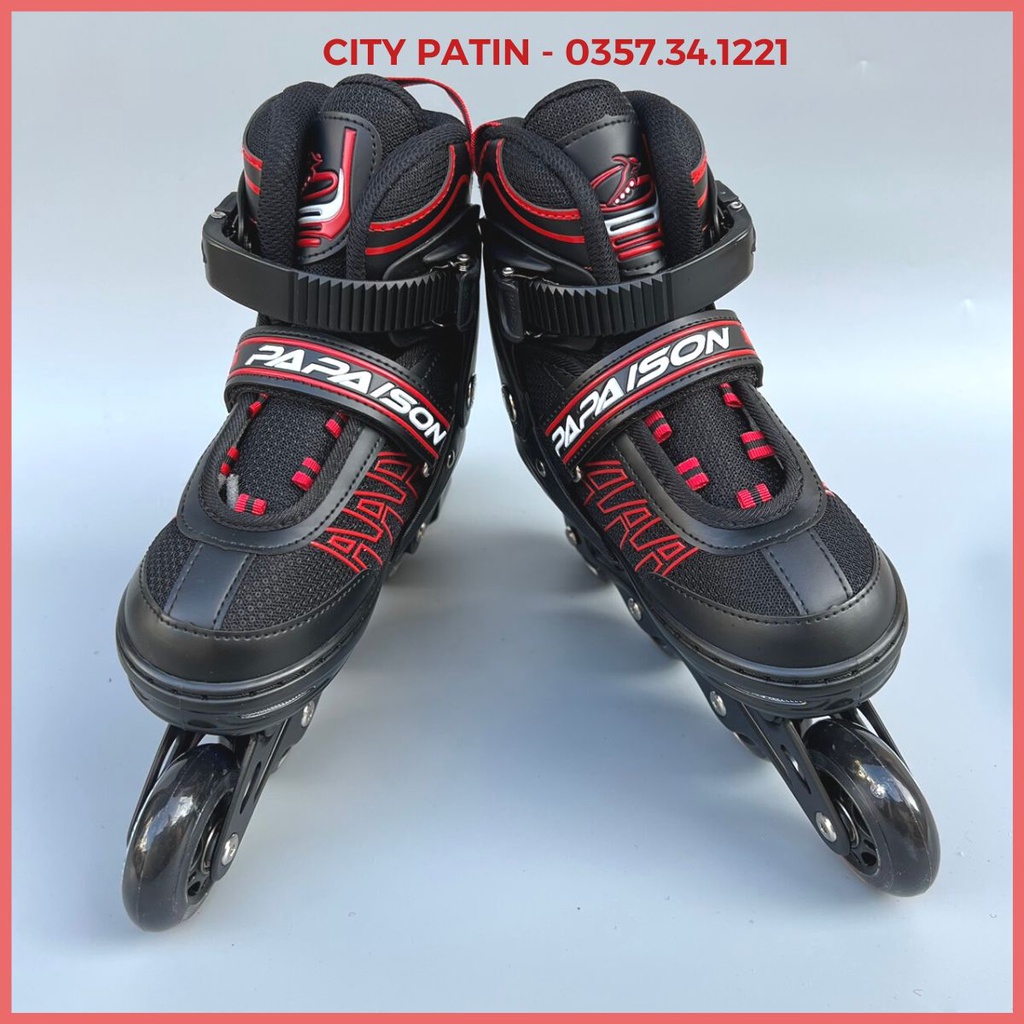 Giày trượt patin trẻ em,  8 bánh sáng Papasion kid 3, patin điều chỉnh tăng giảm được size, bánh cao su đặc