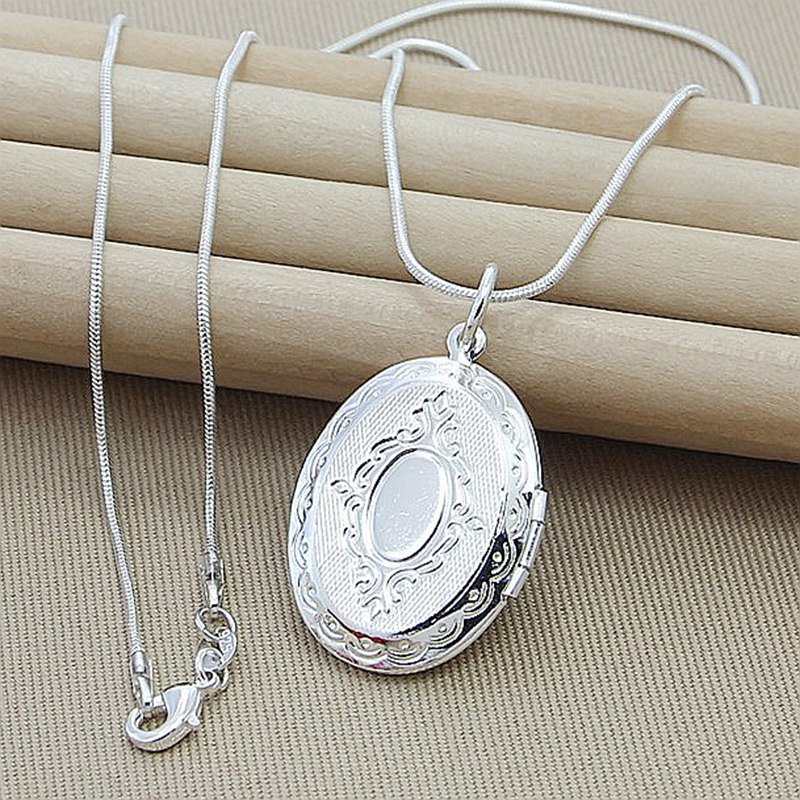 Vòng cổ Mạ Bạc 925 Mặt Khung Ảnh Phong Cách Giáng Sinh