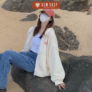 Áo khoác hoodie khóa kéo form rộng, nón to trùm đầu - hdzip7 in chữ oh oh offical