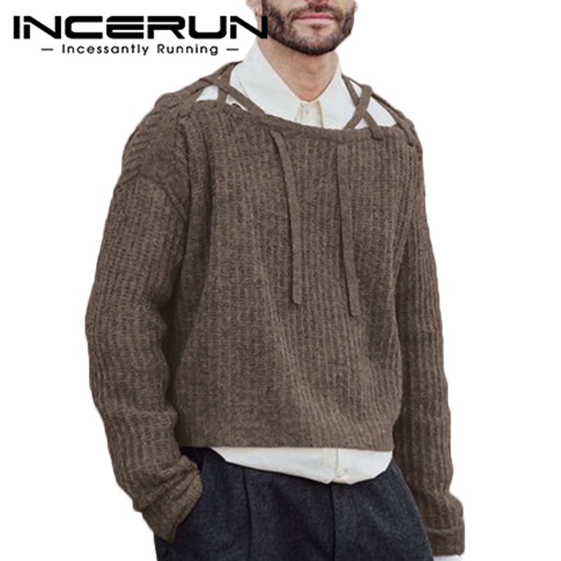 Áo sweater INCERUN tay dài 3 màu thời trang dành cho nam