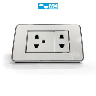 Mặt công tắc ổ cắm Rival AC AR3S viền bạc và Ổ cắm đơn 2 chấu và 3 chấu 16A