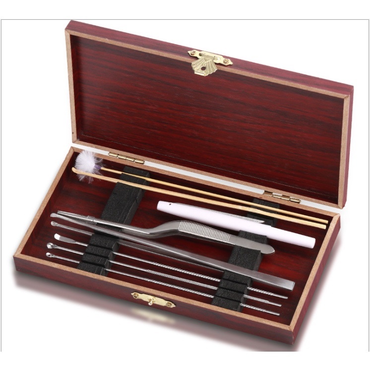 Dụng cụ lấy ráy tai 08 món cao cấp, nhíp lấy ráy tai, bộ ngoáy tai hộp gỗ chuyên nghiệp (như hình ảnh)