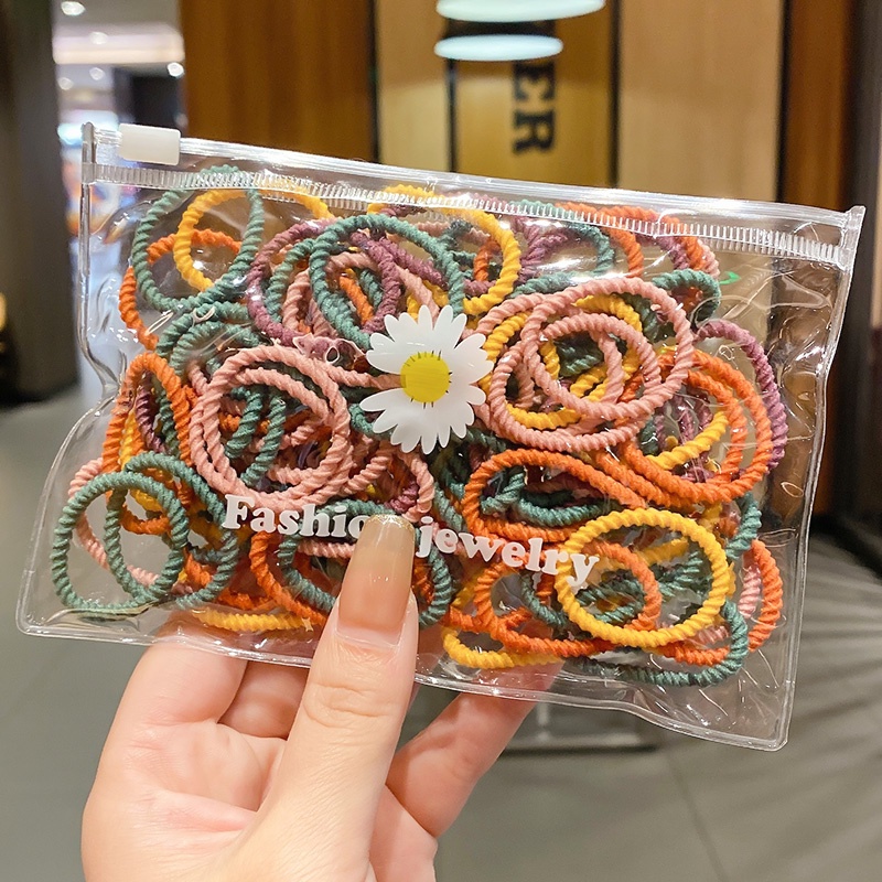 Set 100 Dây Thun Cột Tóc Nhiều Màu