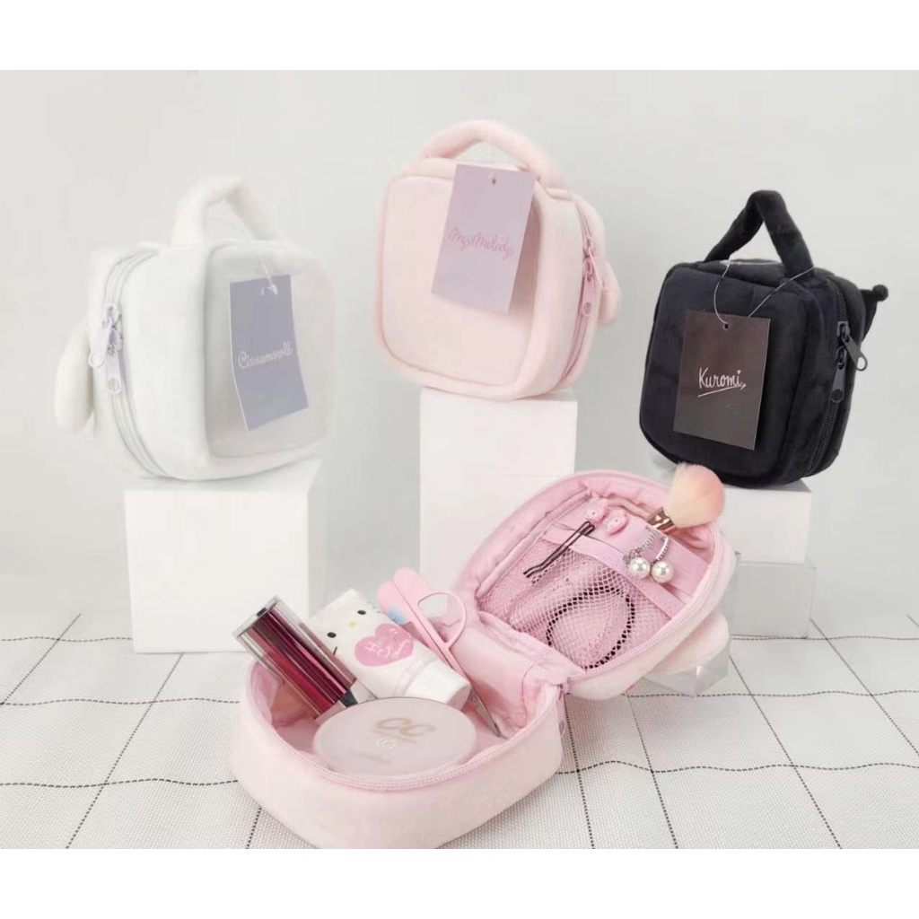 Túi Đựng Mỹ Phẩm Đa Năng Họa Tiết Hoạt Hình Kuromi Cinnamoroll My Melody Dễ Thương