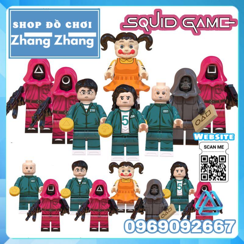 Đồ chơi Xếp hình mô hình Trò chơi con mực Squid game gồm Oh Il Nam - Gi Hoon - Sae Byuk Minifigures WM6131