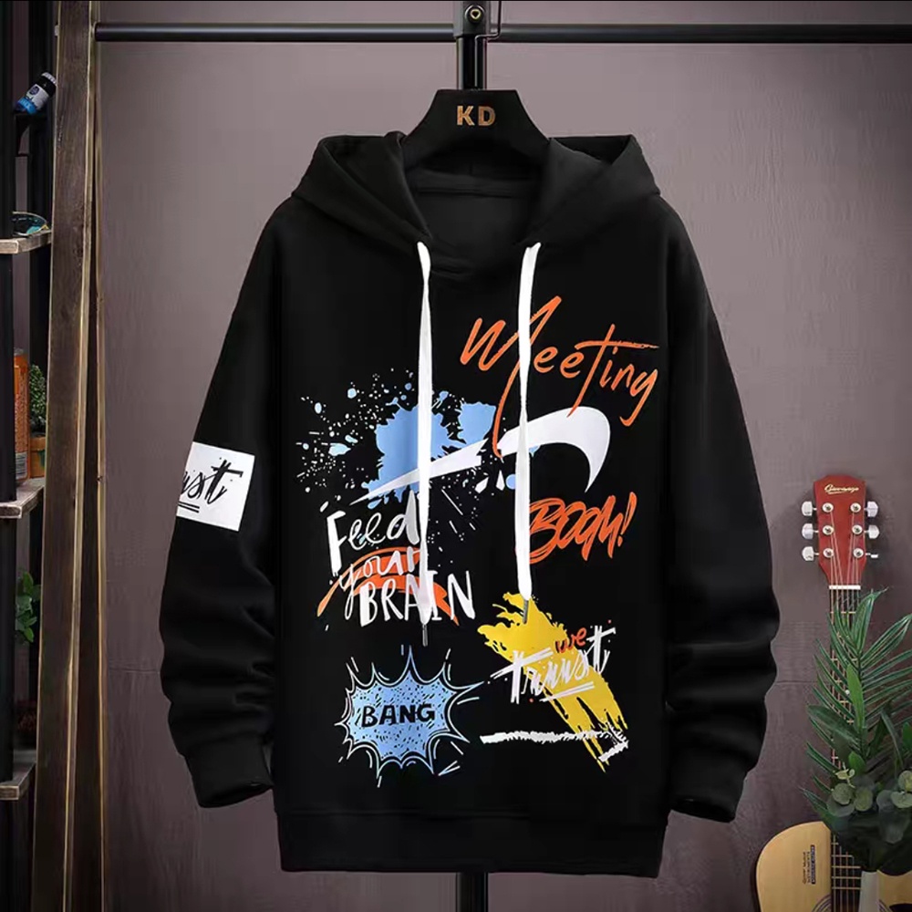 Bộ quần áo hoodies nam SOZO in phối chữ meeting dáng thể thao - SET NAM 90000200C